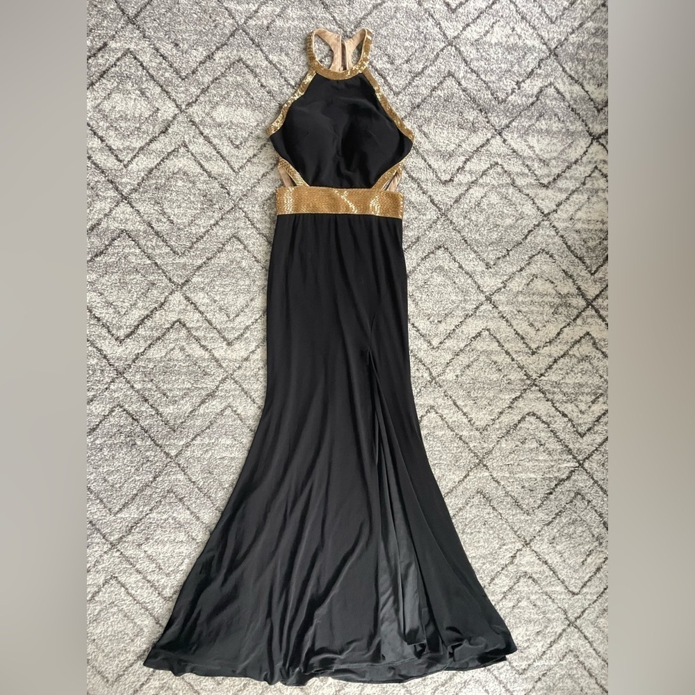 Mac Duggal Black and Gold Formal Gown - Picture 3 of 12